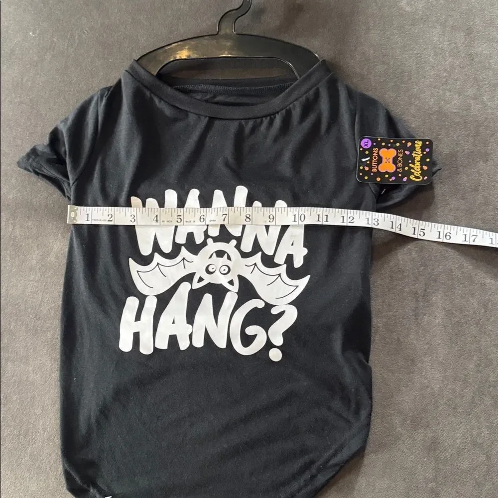 Dog Pet Black T-Shirt Halloween Bat Wanna Hang Size XL NEW